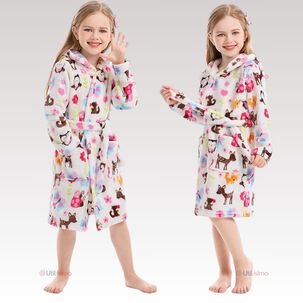 Bata De Ba&ntilde;o Cpn Capucha Y Bolsillos Ni&ntilde;o Y Ni&ntilde;a Polar