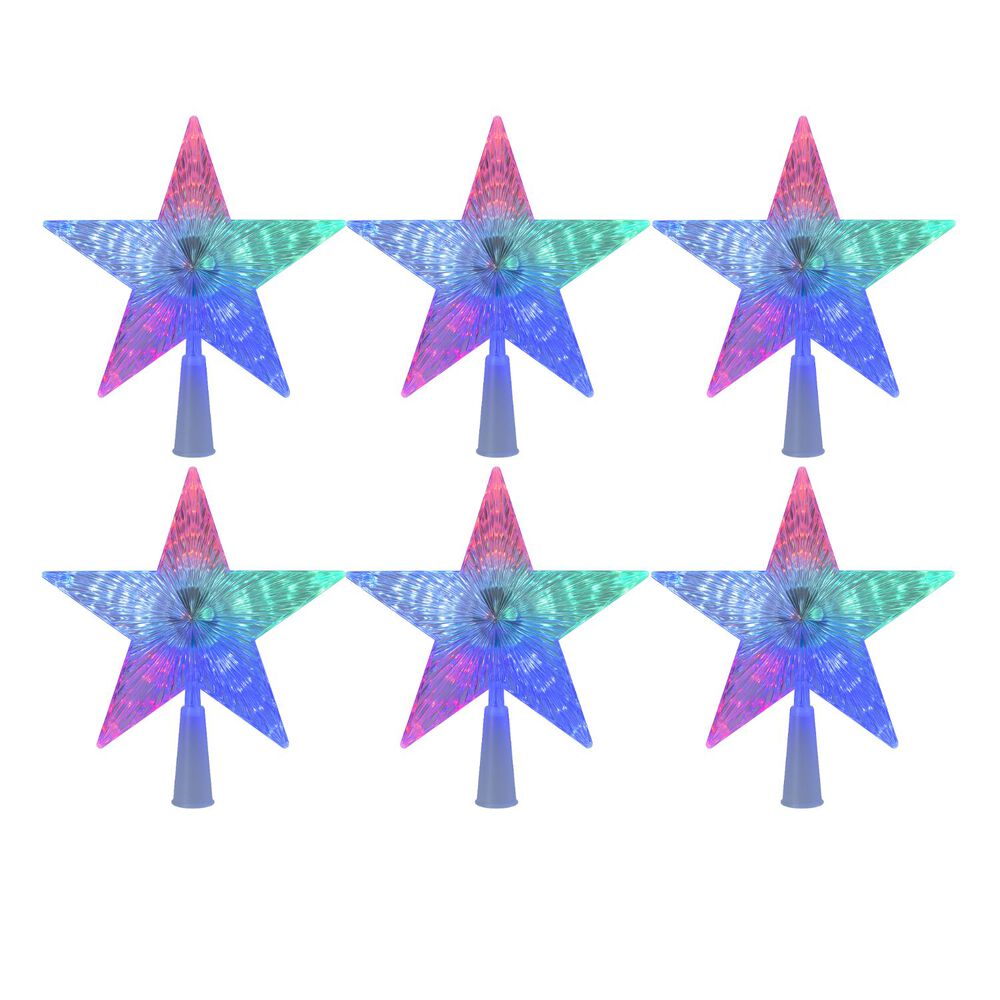 Set 6 Estrellas Punta Arbol Rgb A Pilas 15cm Decoracion image number 0.0