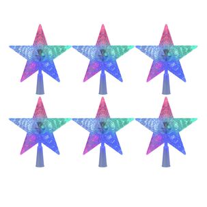 Set 6 Estrellas Punta Arbol Rgb A Pilas 15cm Decoracion