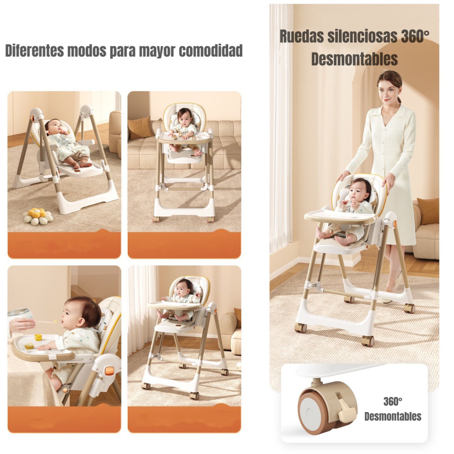 Silla De Comer Columpio 2 En 1 Lubabycas Rosada image number 4.0