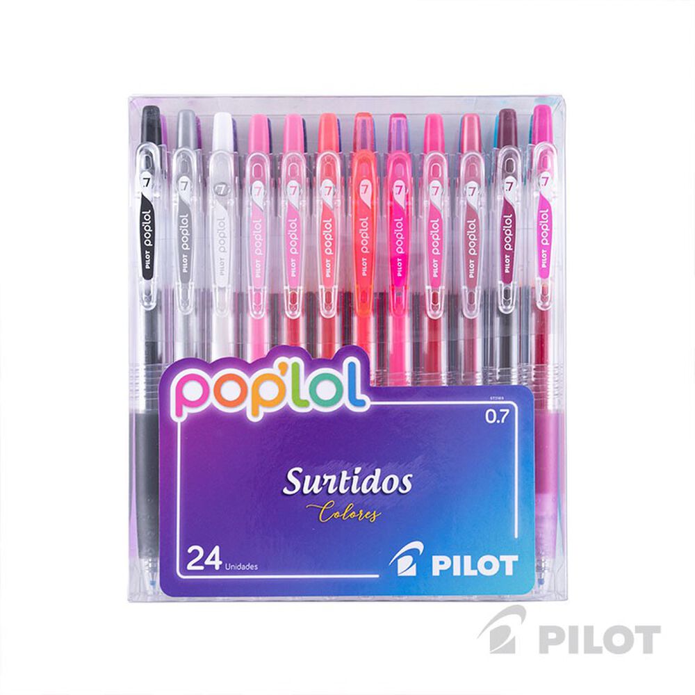 Set 24 Lápices Gel Poplol Bubble Gum 07mm Tinta Pigmentada Retráctiles Punta Acero image number 0.0