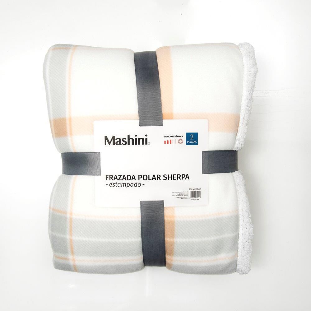 Frazada Polar-sherpa Estampada 1.5 Plazas Tartan Gris image number 2.0