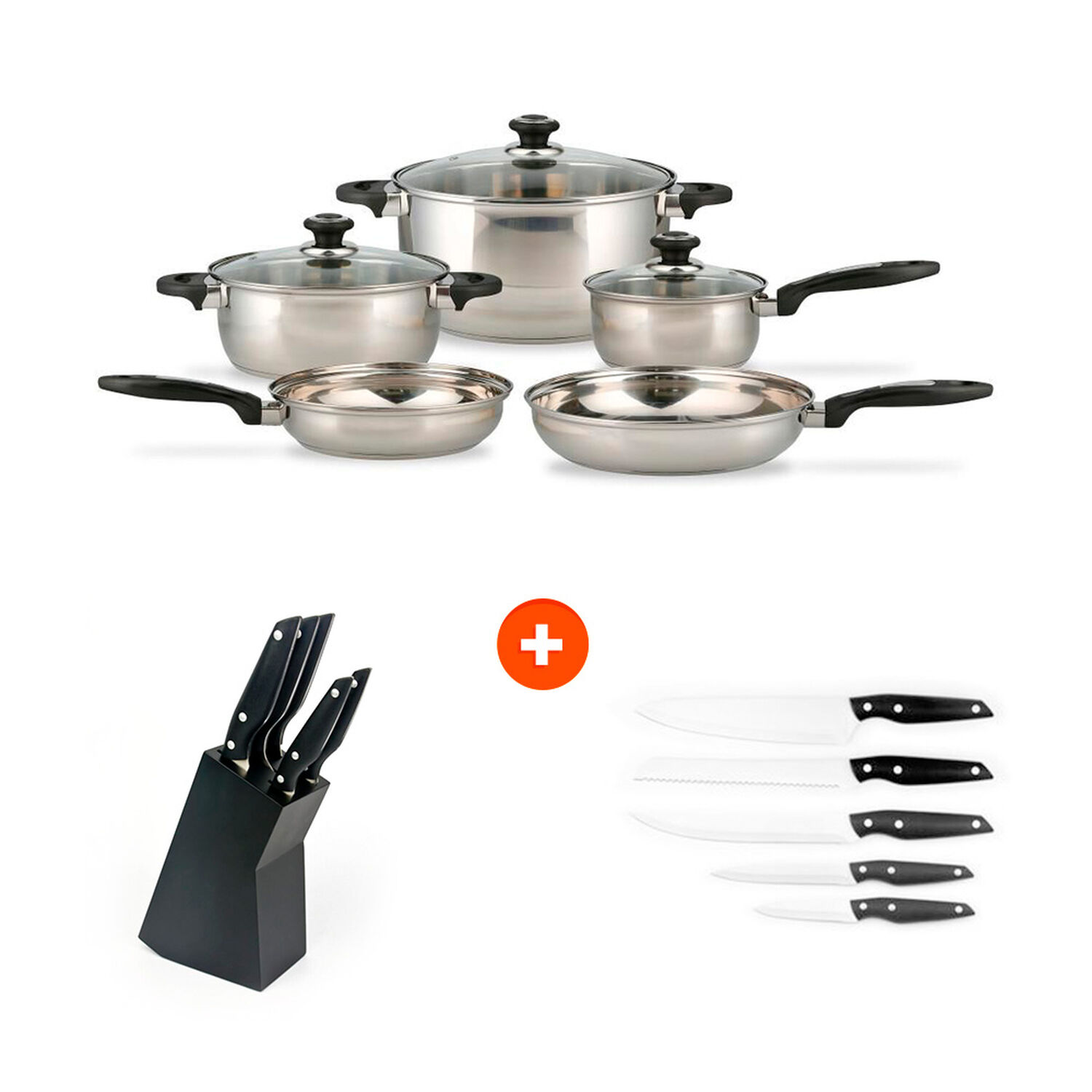 Bater&iacute;a De Cocina Casaideal Acero / 8 Piezas  + Set De Cuchillos + Taco Casaideal / 6 Piezas image number 0.0