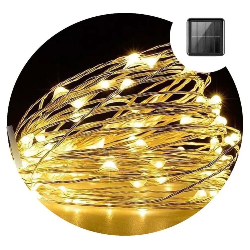 Guirnalda Solar Alambre Hada Calida Led Decoración 25 Metros image number 1.0