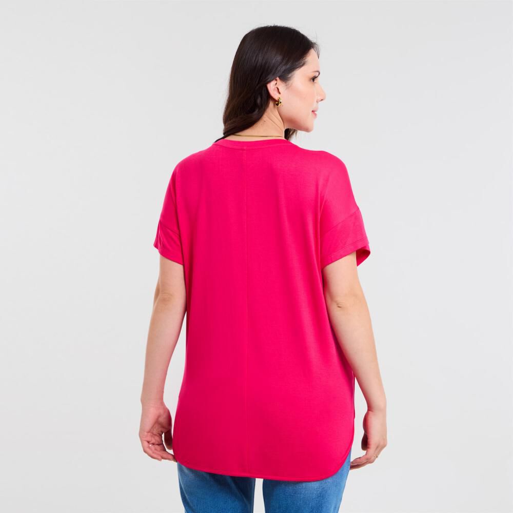 Polera Lisa Manga Corta Cuello Redondo Mujer Sexy Large image number 3.0