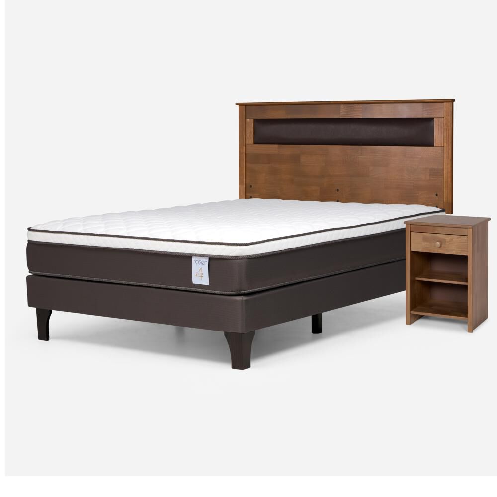 Cama Europea Rosen New Style 4 Plus / Full / Base Normal + Set De Maderas image number 1.0