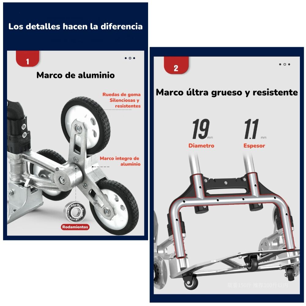 Carro De Carga Plegable Con Ruedas Trepadoras Lubabycas image number 2.0