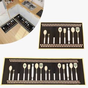 Alfombra Cocina Piso Entrada Antideslizante Caf&eacute;