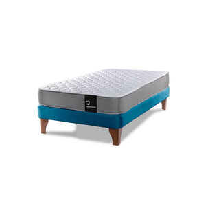 Cama Europea Zen Best 1.5 Plaza Tela Velvet Azul Petroleo