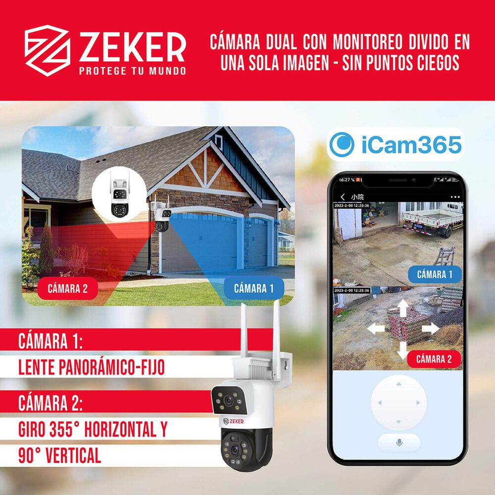Camara De Seguridad 5g Zeker Doble 4mp Exterior Impermeable image number 2.0
