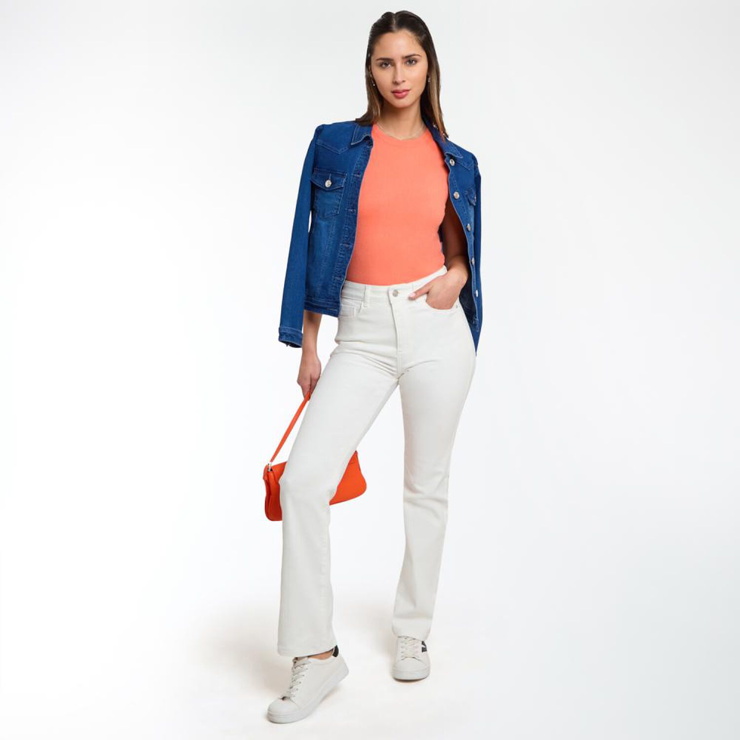 Jeans Focalizado Tiro Medio Straight Mujer Kimera image number 1.0