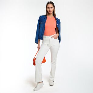 Jeans Focalizado Tiro Medio Straight Mujer Kimera
