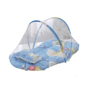 Mosquitero Port&aacute;til Cuna Beb&eacute; Plegable Con Colch&oacute;n Azul