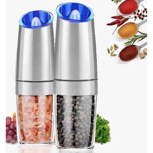 Pack 2 Molinillo Moledor El&eacute;ctrico Pimienta Especias Luz Led