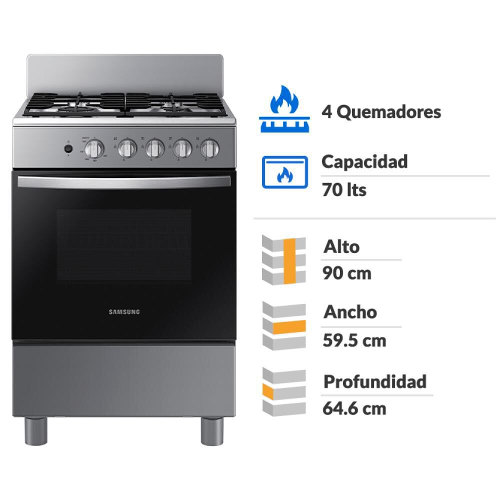 Cocina A Gas Samsung 4 Platos Negra Nx24bg45411vzs image number 2.0