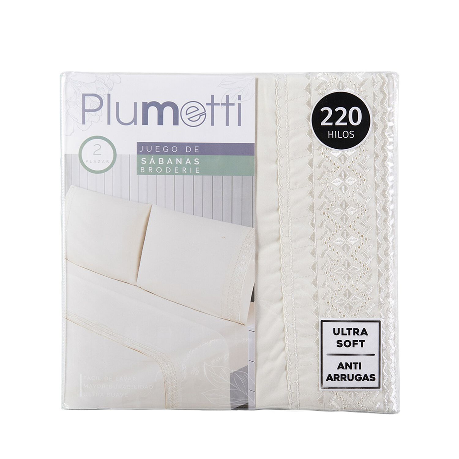 Sabana Estampada Plumetti Broderie 1.5 P Beige image number 3.0