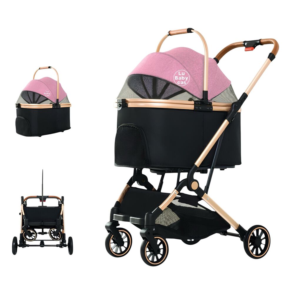 Coche Para Mascotas Premium 2 En 1 C106 Rosado Lubabycas image number 0.0
