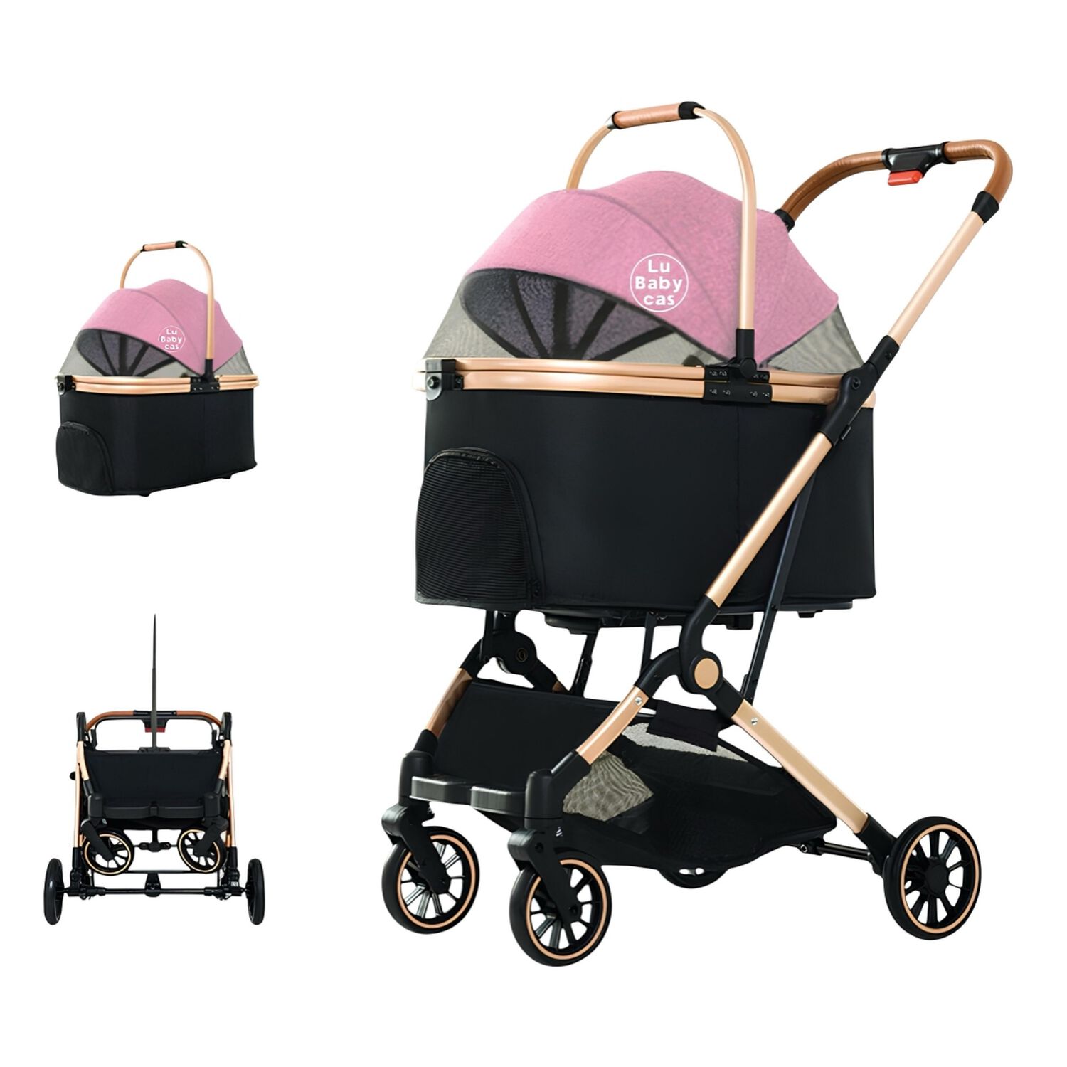 Coche Para Mascotas Premium 2 En 1 C106 Rosado Lubabycas image number 0.0