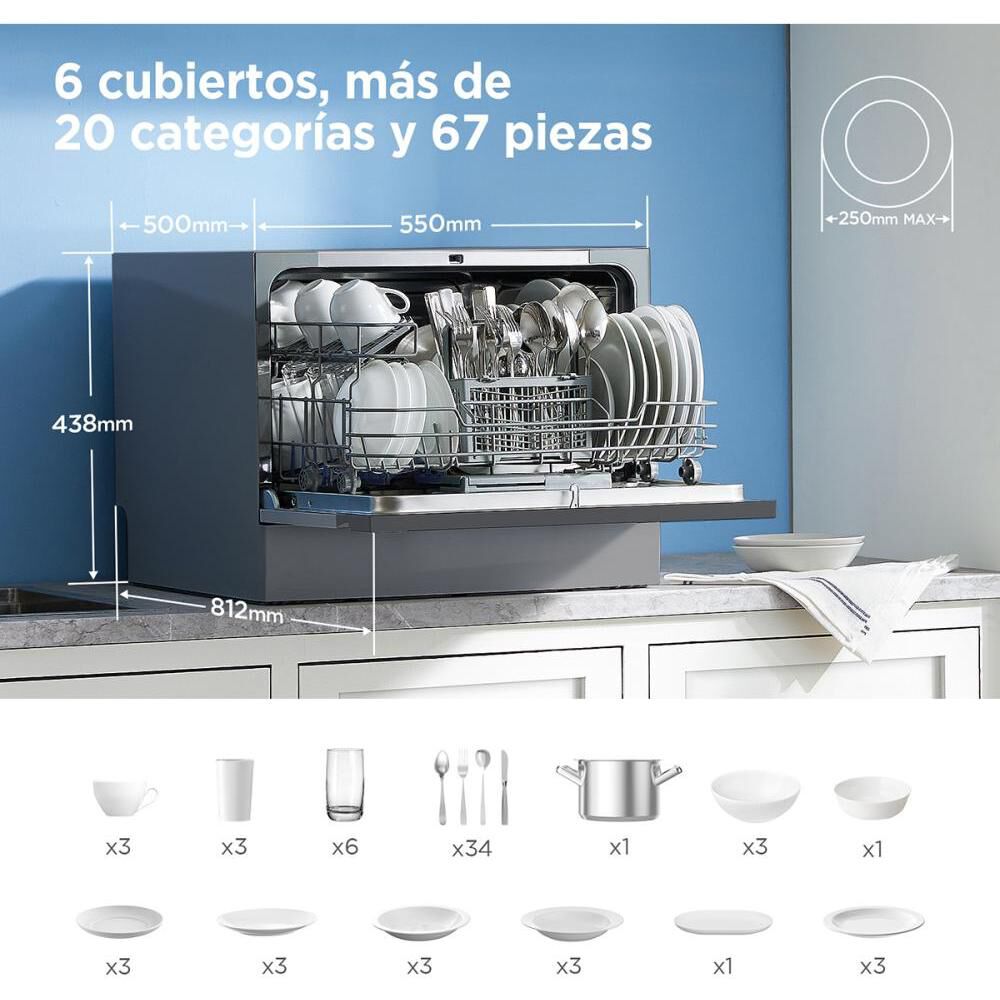 Lavavajilla Midea MDWTF0602MS / 6 Cubiertos image number 7.0