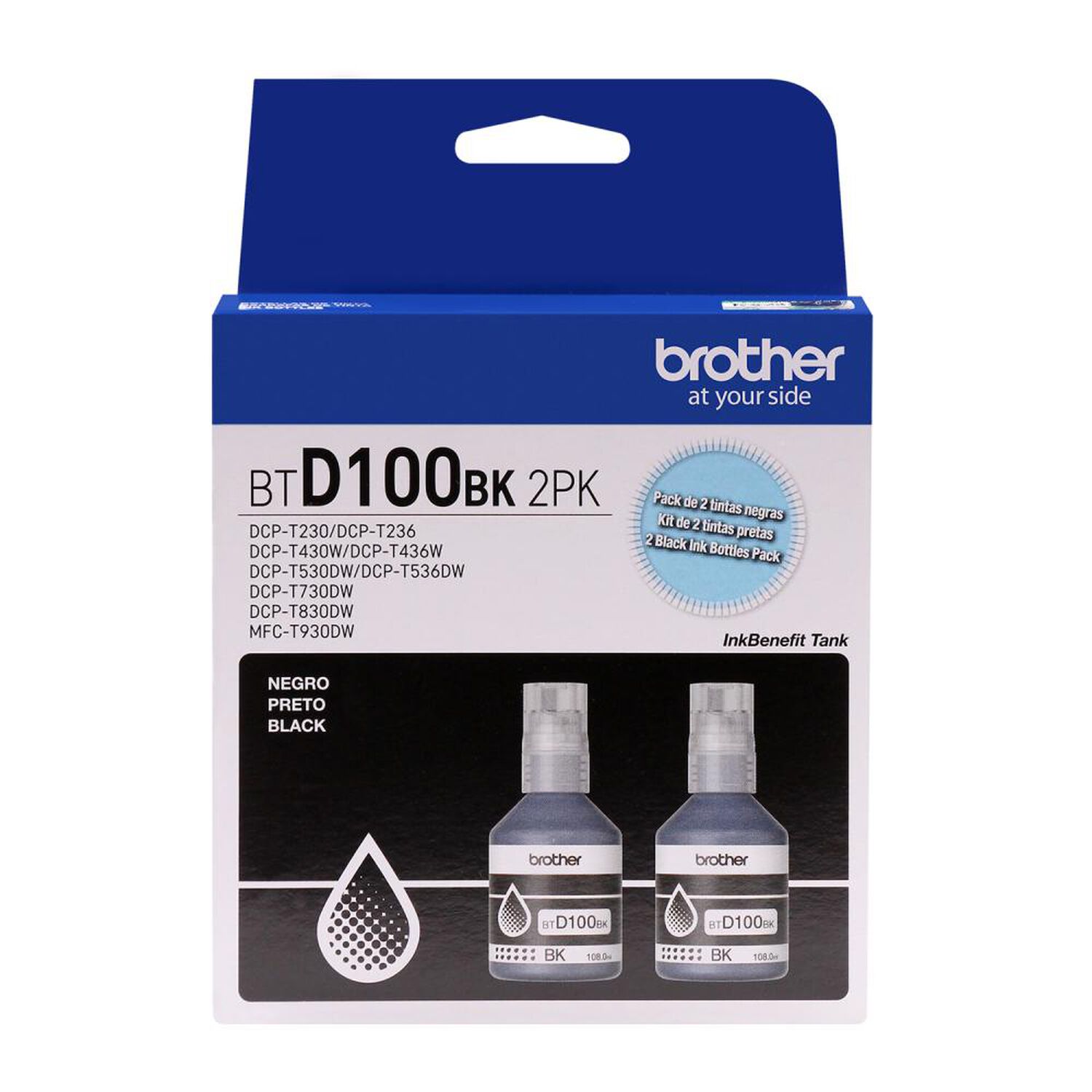 Pack Tinta Negra Brother BTD100BK 2PK Black image number 2.0
