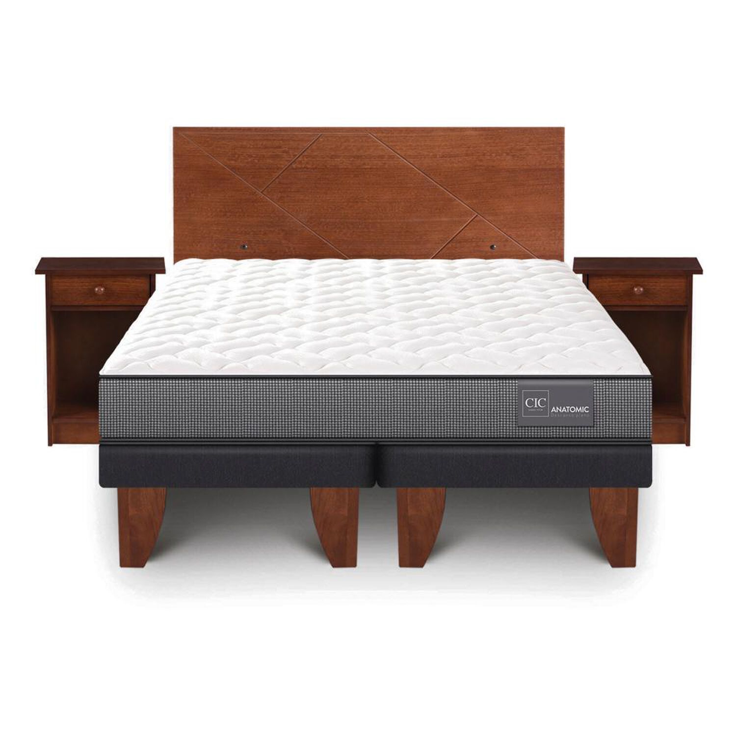 Cama Europea Cic Anatomic / 2 Plazas / Base Dividida + Set De Maderas image number 0.0