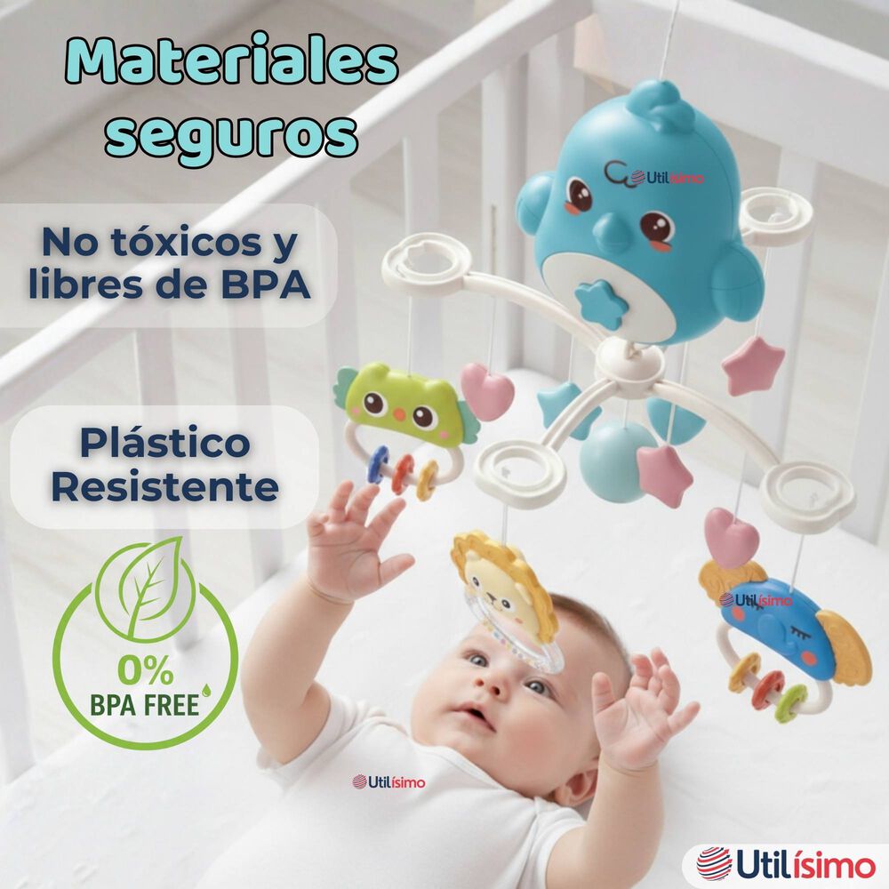 M&oacute;vil Giratorio Musical Proyector Beb&eacute; Ni&ntilde;o Azul image number 2.0