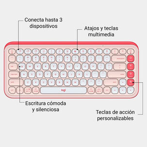 Kit Teclado Y Mouse Inalámbricos Logitech Pop Icon Rosa