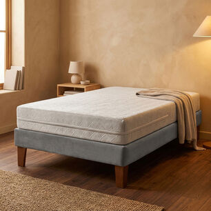 Cama Europea Zen Best 1.5 Plazascolchon Espuma Con Funda Velvet Gris