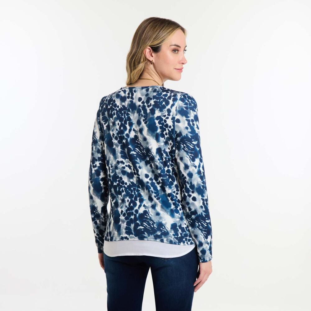 Sweater Full Print Manga Larga Cuello Redondo Mujer Geeps image number 3.0