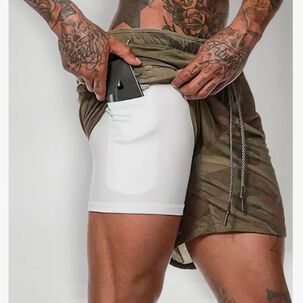 Short Gimnasio Con Licra Deportiva 2 En 1 Hombre Correr Verde M