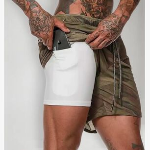 Short Gimnasio Con Licra Deportiva 2 En 1 Hombre Correr Verde M
