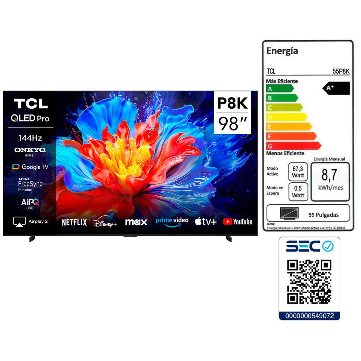 Qled 98" TCL 98P8K / Ultra HD 4K / Smart TV image number 11.0