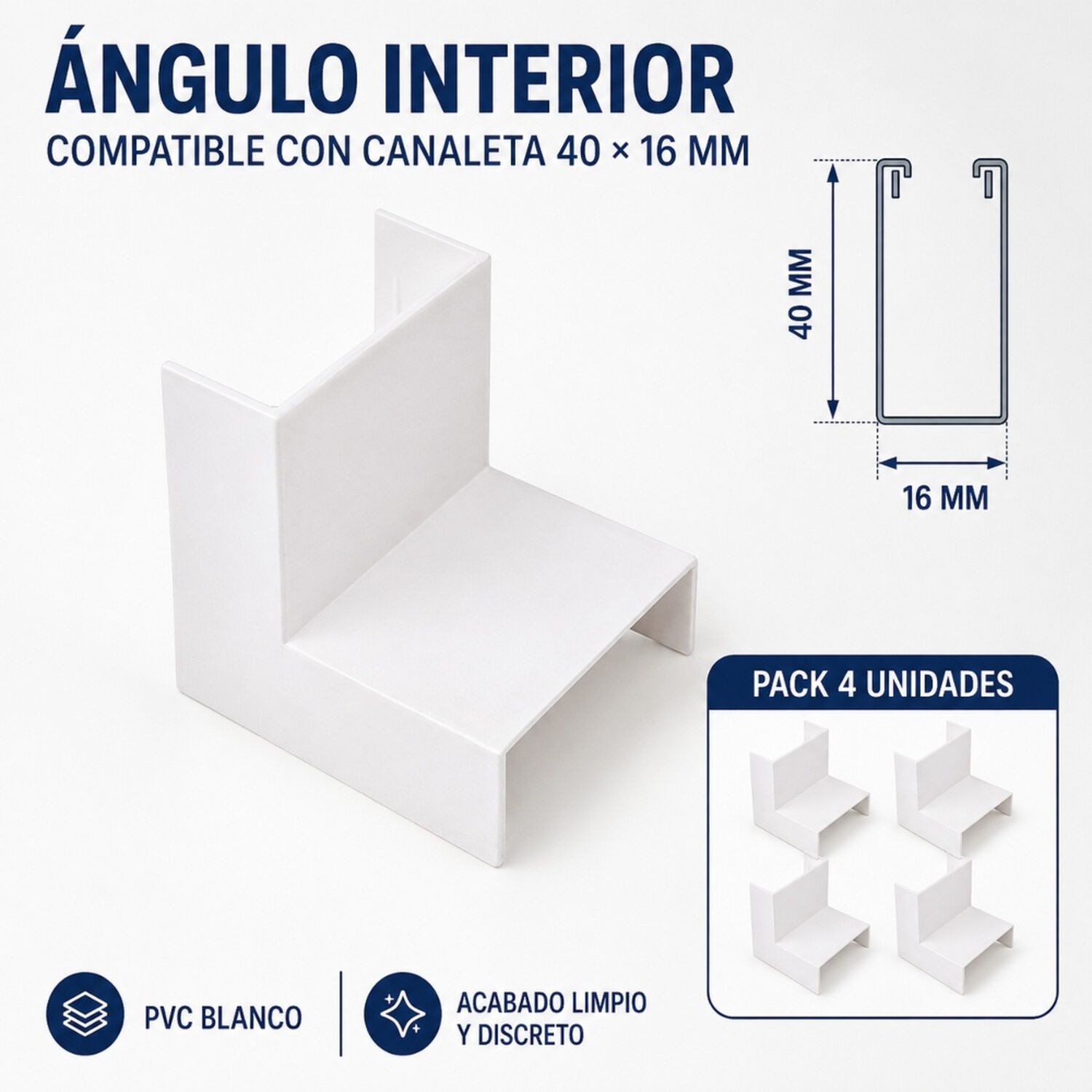 Angulo Interior Canaleta 40&times;16 Mm Pack 4un image number 5.0