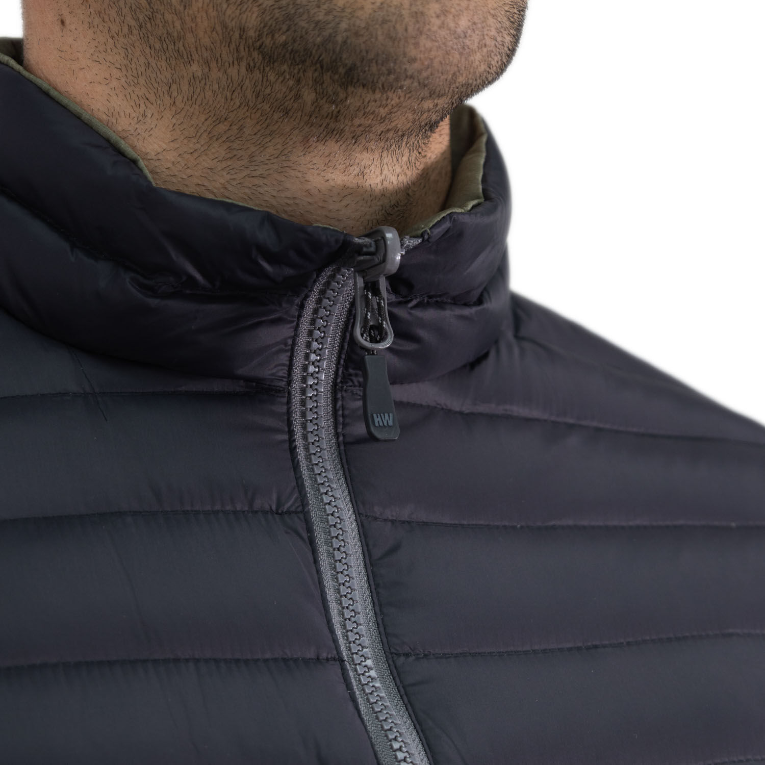 Parka Pluma Hw Goose Reversible Negro/verde Oliva image number 3.0