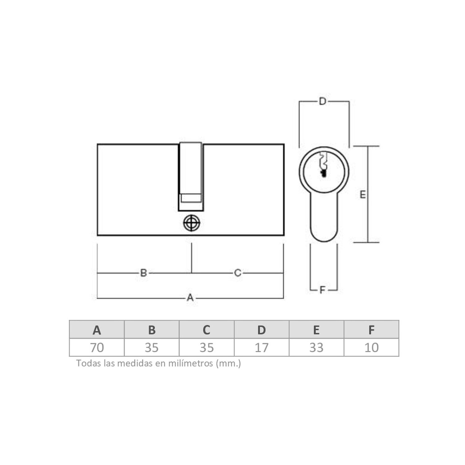 Cilindro Odis Llave-seguro 70mm Largo (35-35) image number 4.0
