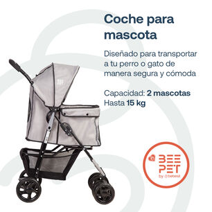 Coche Mascota Plegable Pro Perro Gato Gris Beepet Bebesit