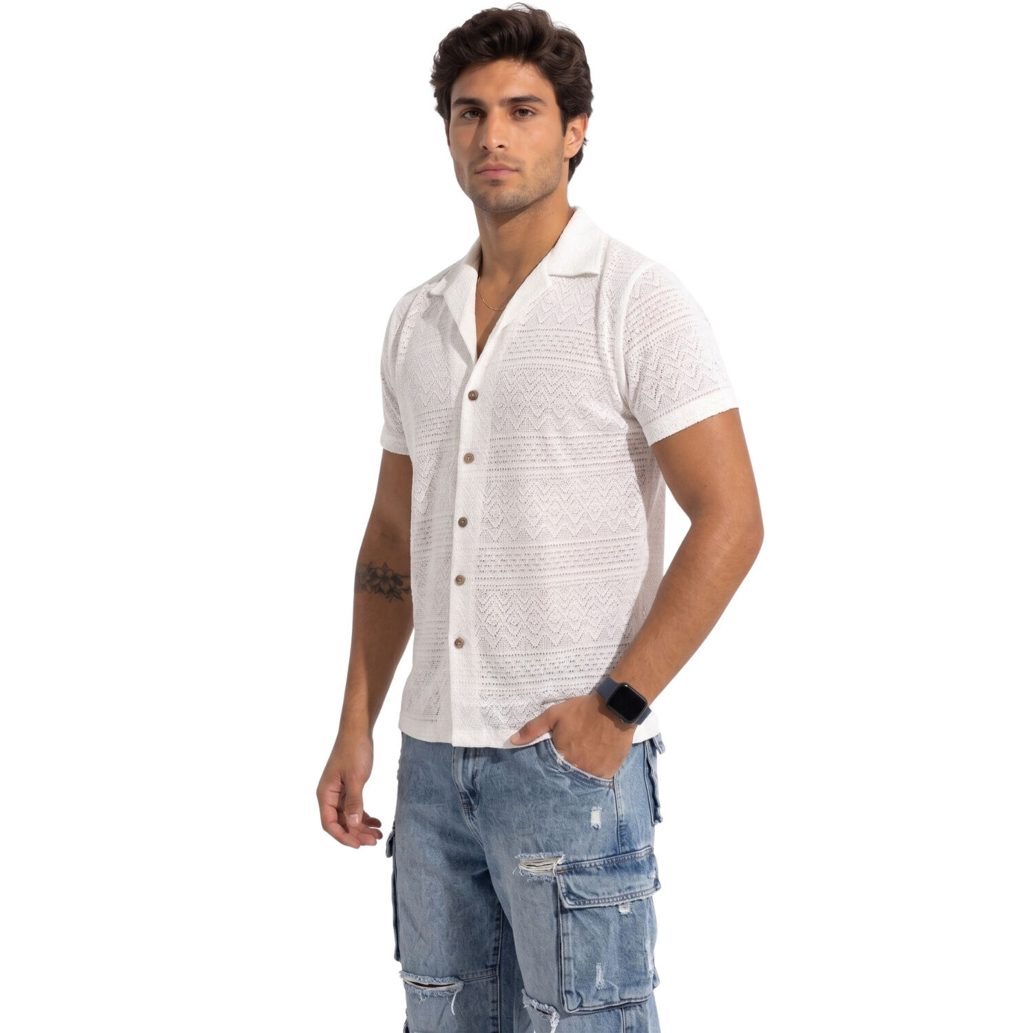 Camisa Malla Cuello Cubano Escocia image number 1.0