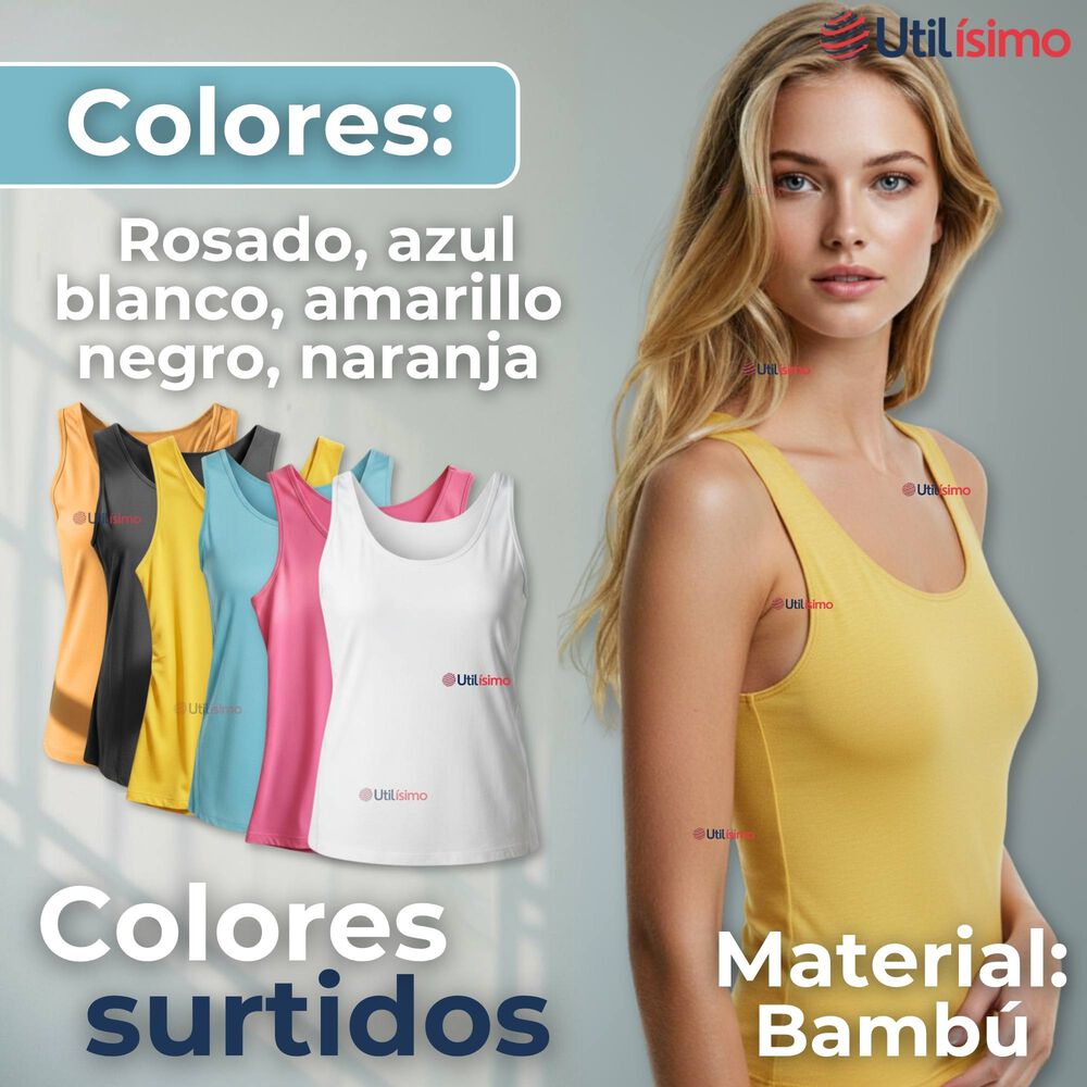 Polera Camiseta Sin Mangas Fibra De Bambú Básica Lisa Elástica Mujer Colores Surtidos image number 1.0