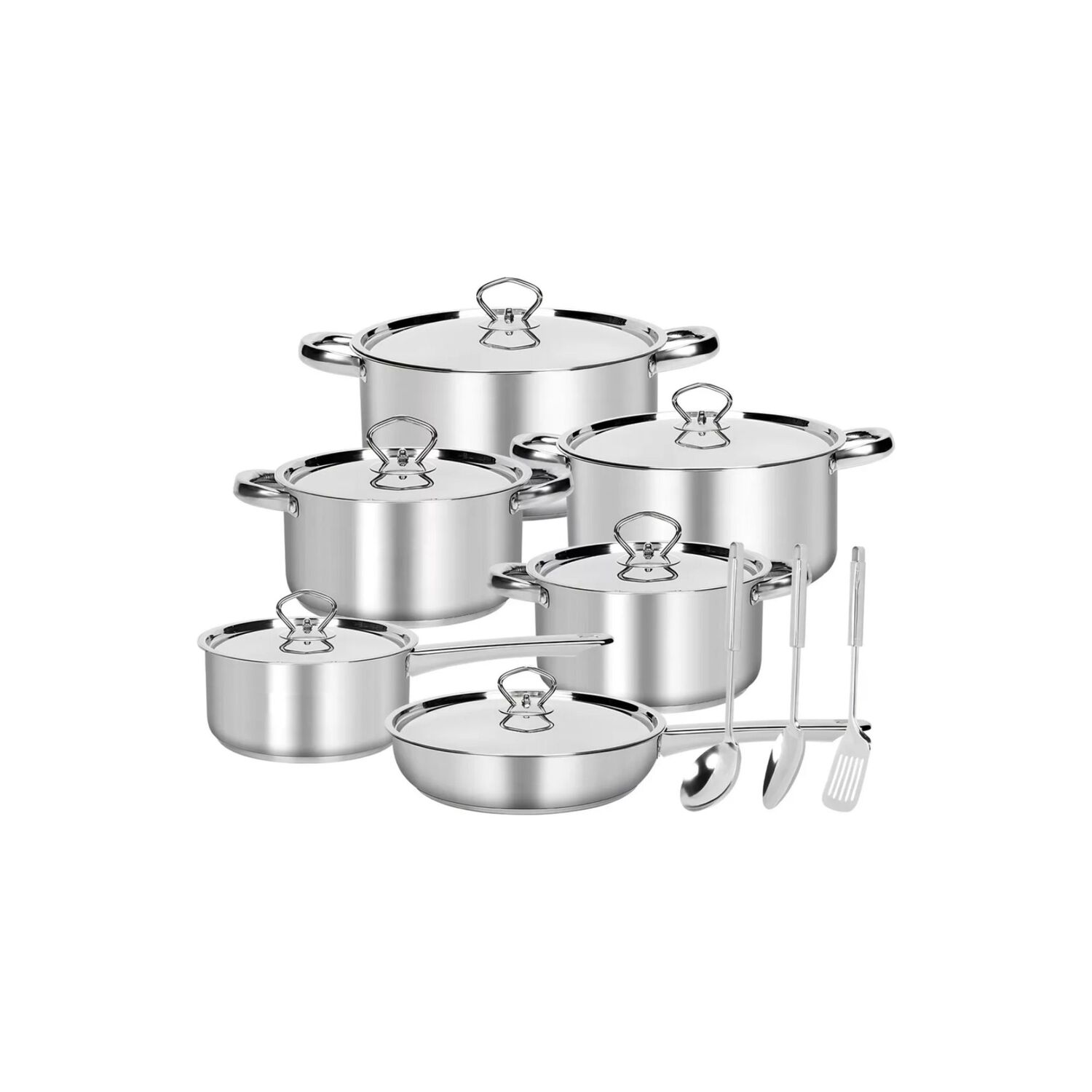 Juego Bater&iacute;a 15 Piezas Cocina Acero Inoxidable Plateado image number 0.0