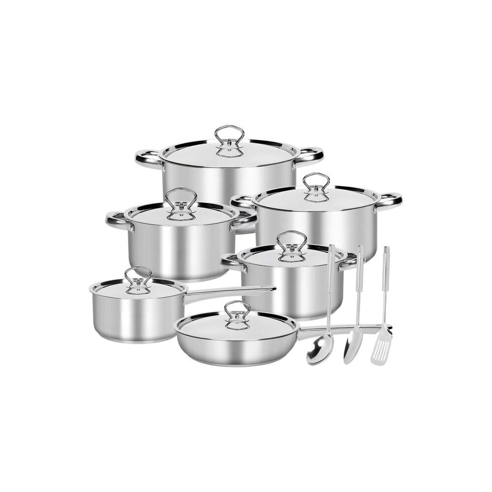 Juego Batería 15 Piezas Cocina Acero Inoxidable Plateado image number 0.0