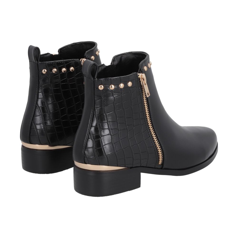 Botin Casual Mujer Negro Taco Bajo Glam Police image number 1.0