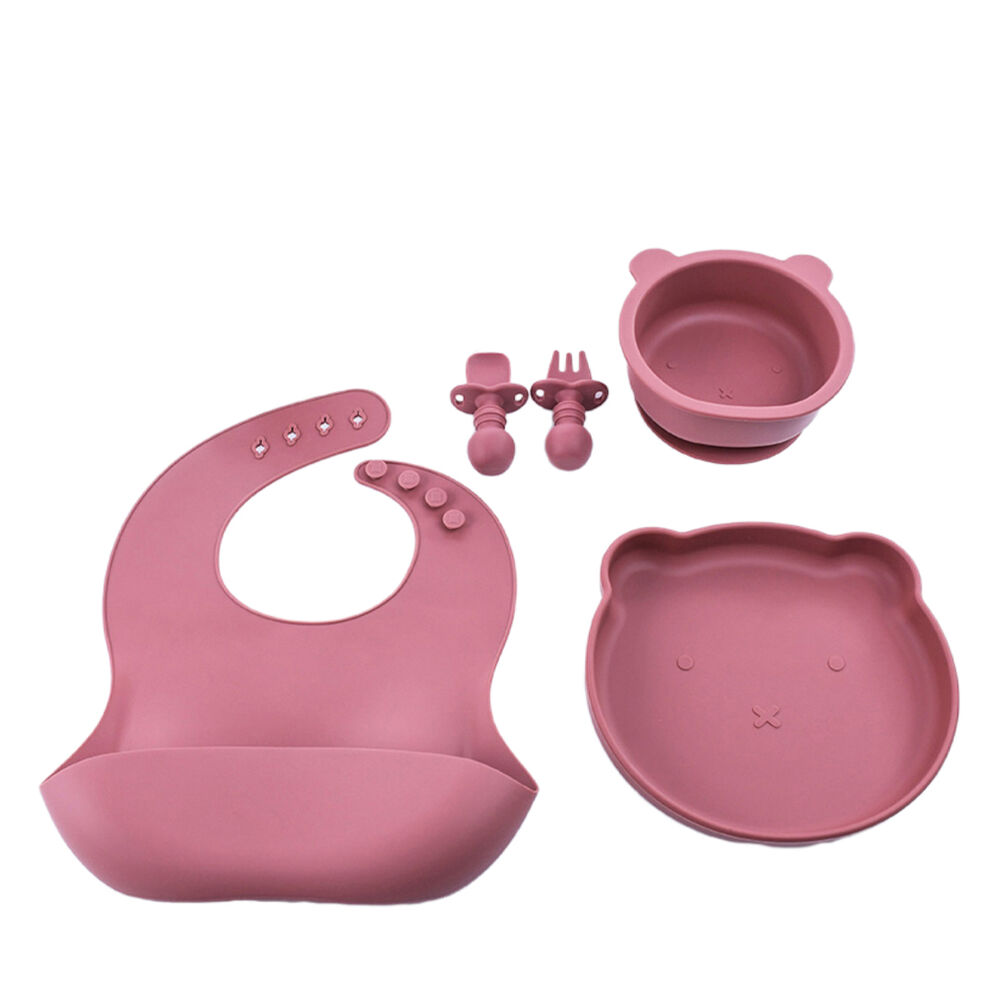 Set De Alimentación Silicona Platos Bebe 5 Piezas Rojo image number 0.0