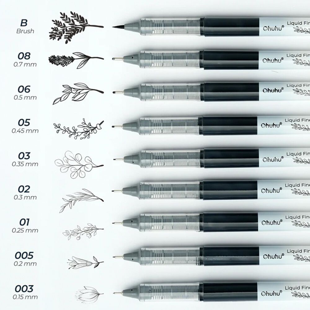 Ohuhu Kohala Set De 9 Tiralineas De Tinta Continua image number 1.0
