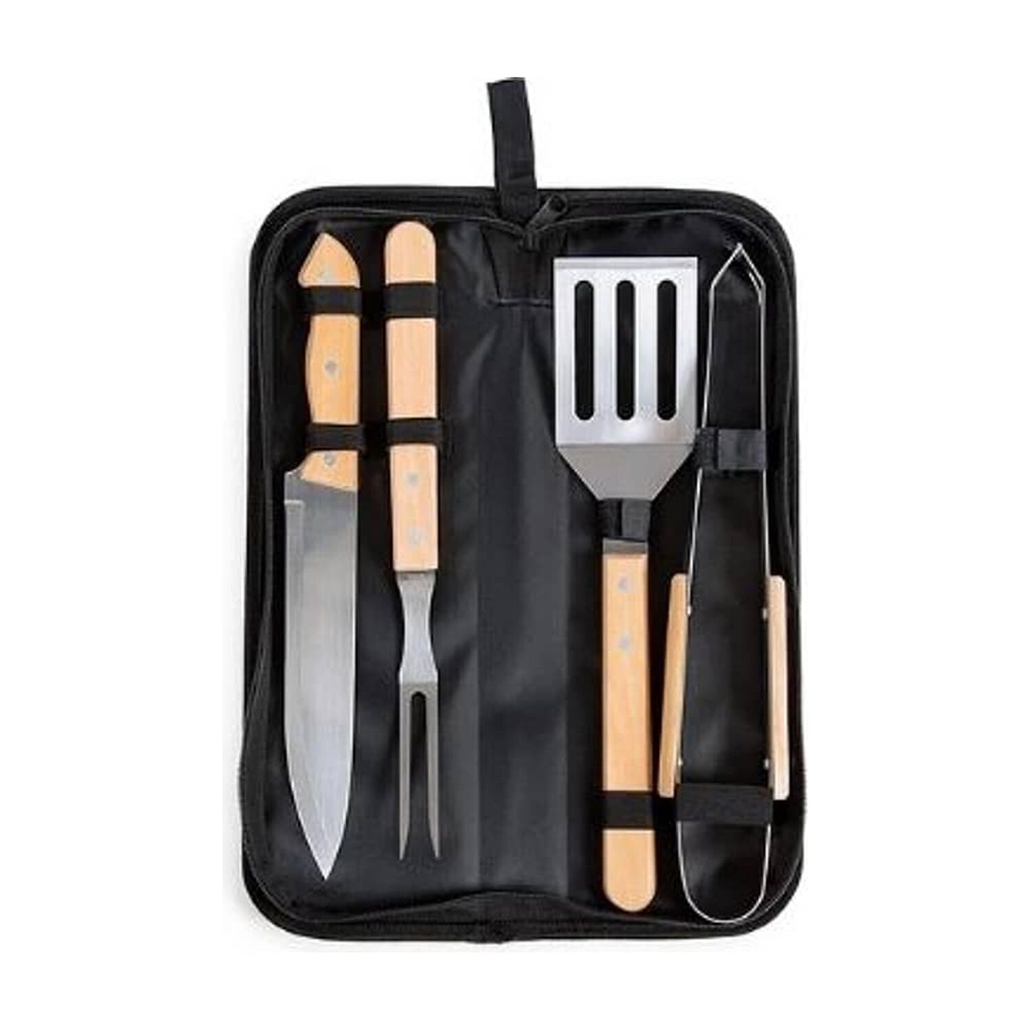 Set Asador 4 Piezas Mango Madera Con Estuche. image number 1.0