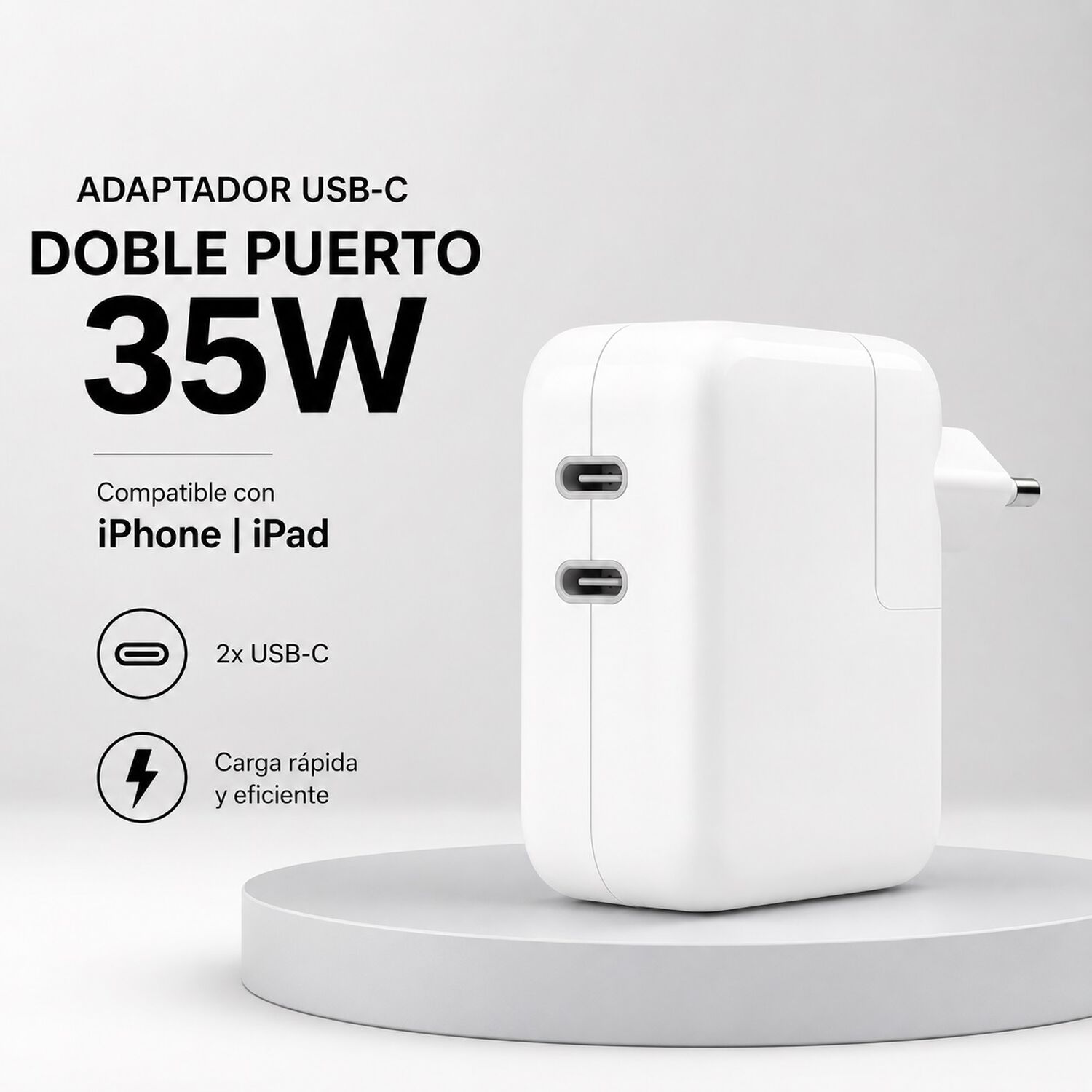 Adaptador Usb-c Doble Puerto 35w Compatible Iphone Ipad image number 0.0