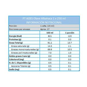 Aceite De Oliva Extra Virgen Olave Albahaca 1 X 250 Ml