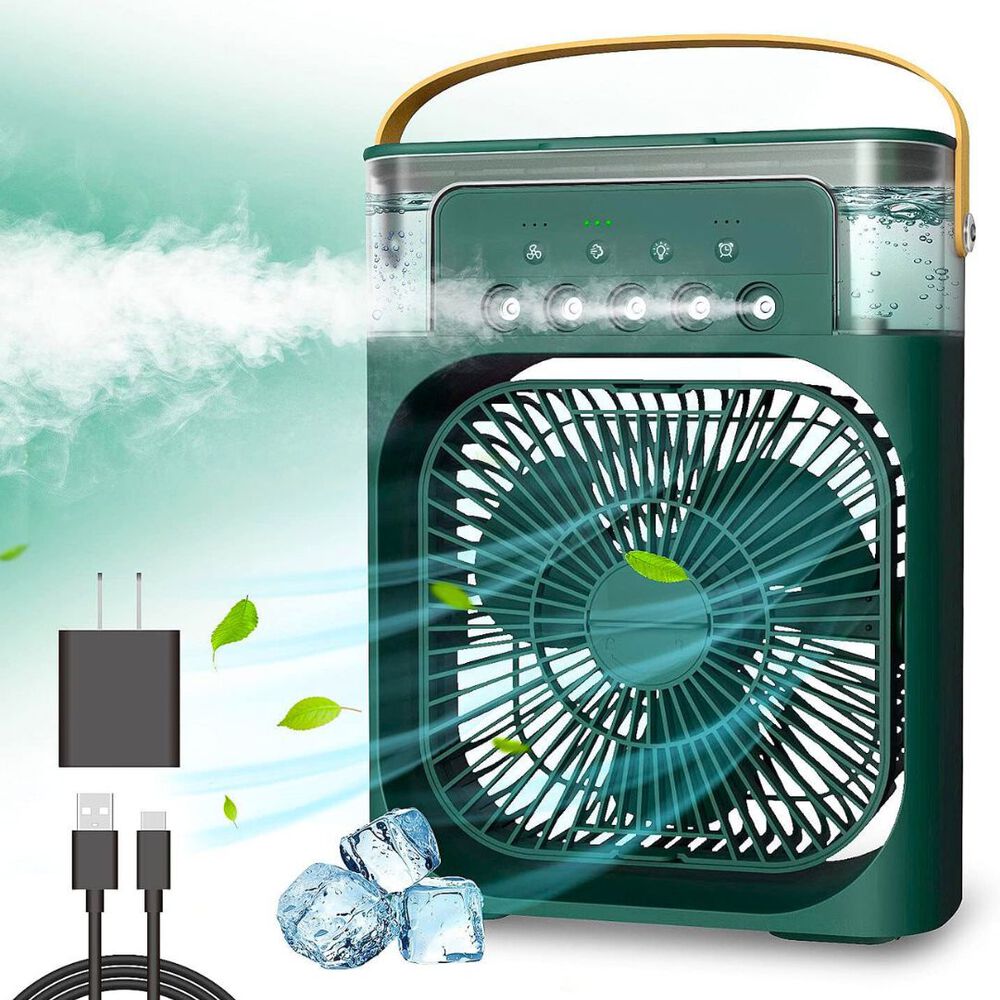 Climatizador Portátil Frío 4 En 1 Ventilador Humificador Enfriador Lampara Led 220v Usb Verde image number 0.0