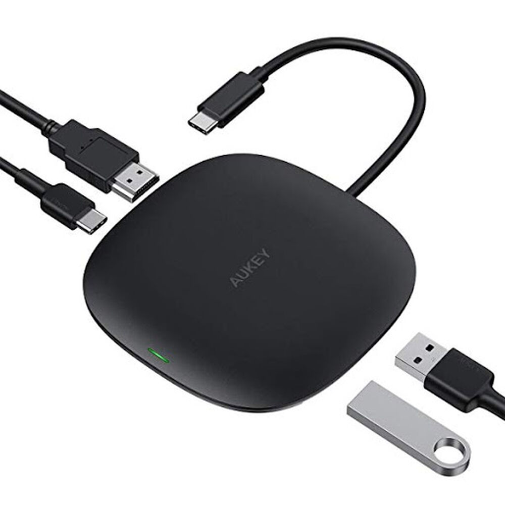 Aukey Hub 5 En 1 Usb-c Con Carga Inalámbrica Negro - Cb-c70 image number 0.0