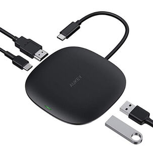 Aukey Hub 5 En 1 Usb-c Con Carga Inalámbrica Negro - Cb-c70