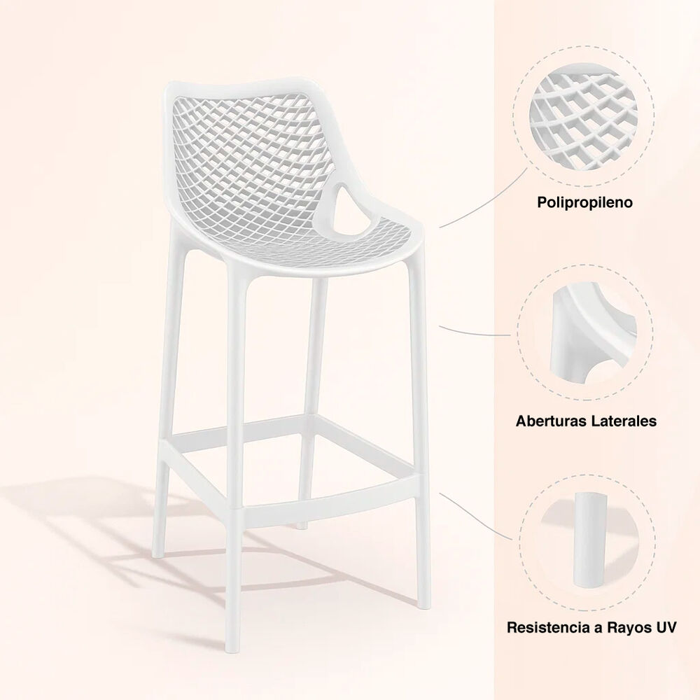Taburete Piso De Bar Terraza Exterior Air Berlín - Blanco image number 9.0